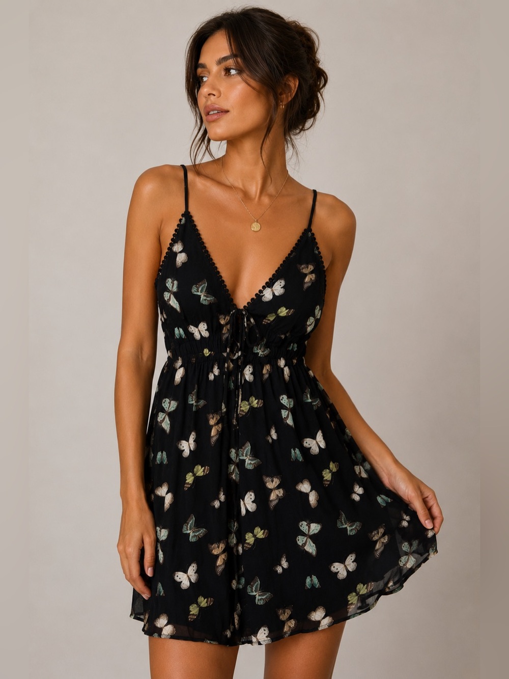 Wild Fable Black and White Spaghetti Strap Mini Dress